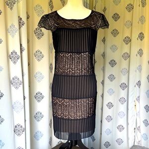 Max & Cleo Black and Nude Lace Midi Dress